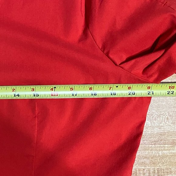 Preston & York Womens Stretch Red Blouse Top Decorative slits on sleeves.Size 14 - Picture 6 of 6